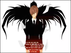 skrzydła, Death Note, krawat, marynarka, kartki