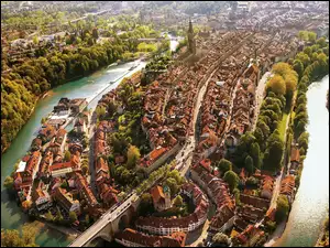 Panorama z Berna i rzeki Aar