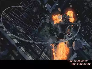 Ghost Rider, postać, wieżowce, ogień