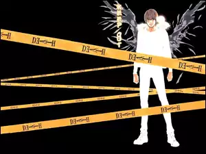 napisy, Death Note, skrzydła, postać, taśmy