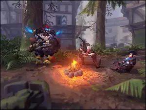 Postacie przy ognisku z gry Overwatch 2