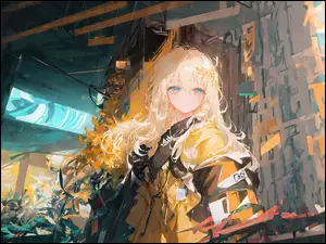 Kurtka, Sztuka, Blondynka, Dziewczyna, Anime
