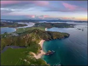 Morze, Plaża, Irlandia, Wybrzeże, Hrabstwo Donegal, Chmury, Boyeeghter Bay