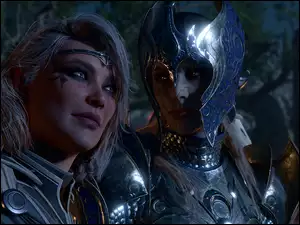 Kobieta i mężczyzna w zbroi z gry Baldurs Gate 3