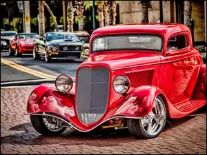 Coupe, Ford, Klasyczny, 1934r, Retro, Czerwony