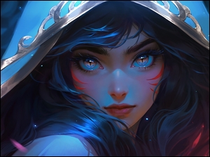 Ahri w kapturze z gry League of Legends