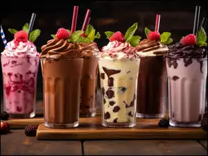 Milkshake ozdobiony truskawkami