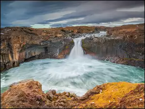 Wodospad, Islandia, Bazaltowe, Rzeka Skjalfandafljot, Aldeyjarfoss, Skały