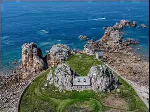 Plougrescant, Dom, Wybrzeże, Francja, Morze, Skały, Castel Meur