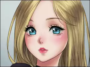 Anime, Dziewczyna, Niebieskie, Oczy