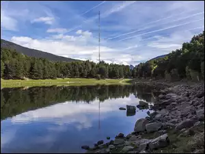 Las, Natura, Kamienie, Rzeka, Wieża telewizyjna