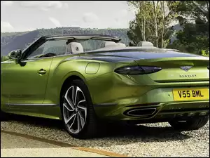 GT, Tył, Bentley Continental, Zielony, Kabriolet