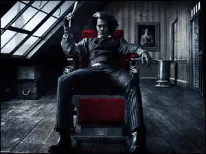 poddasze, siedzi, Sweeney Todd, fotel, Johnny Depp, pokój