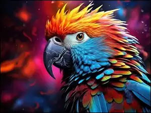 Ptak, Grafika, Ara, Papuga, Kolorowy
