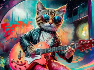 Kot gra na gitarze