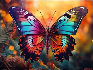 Motyl, Grafika, Kolorowy, Owad, Liście