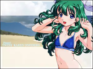 plaża, Onegai Twins, kobieta
