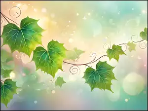 Bokeh, Bluszcz, Liście, Grafika