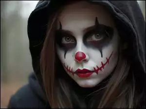 Twarz, Grafika, Pomalowana, Dziewczyna, Halloween