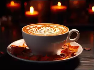 Świece, Kawa, Cappuccino, Filiżanka