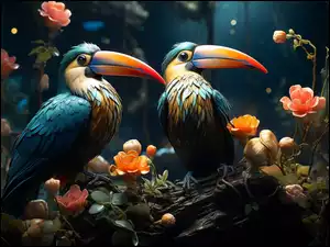 Kwiaty, Dwa, Tukany