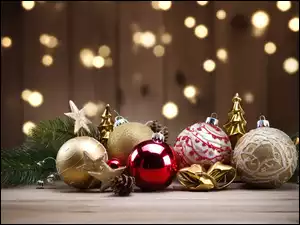 Grafika, Bombki, Światełka, Boże Narodzenie
