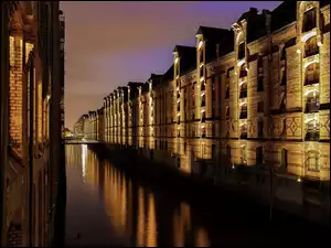 Kanał, Niemcy, Domy, Hamburg, Woda