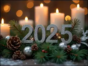 Szyszki, Grafika, 2025, Nowy Rok, Gałązki