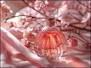Tkanina, Kompozycja, Perfumy, Flakon, Kwiaty