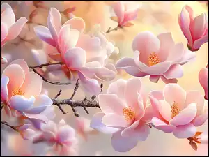 Grafika, Magnolia, Gałązki