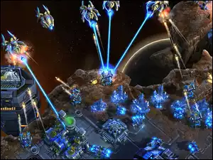 kosmiczny, miasto, Starcraft 2, kosmos, statek, laser