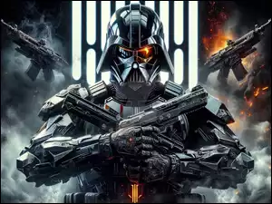 Star Wars, Darth Vader, Ogień, Gra, Dym, Karabiny, Postać
