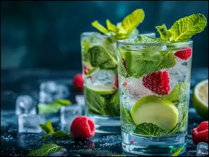 Mojito, Grafika, Alkoholowy, Koktajl, Owoce