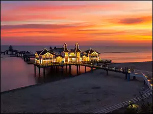 Sellin, Morze Bałtyckie, Plaża, Wyspa Rugia, Restauracja, Molo, Niemcy, Kawiarnia