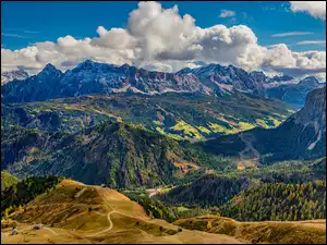Chmury, Południowy Tyrol, Białe, Val Badia, Lasy, Dolomity, Góry, Włochy, Dolina