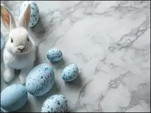 Pisanki, Królik, Niebieskie, Wielkanoc, Biały