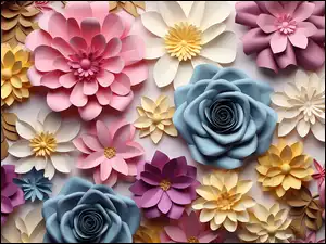 Kwiaty, Grafika, Kolorowe, Papierowe