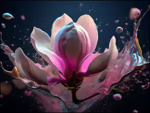 Grafika, Magnolia, Rozbryzgi, Farba