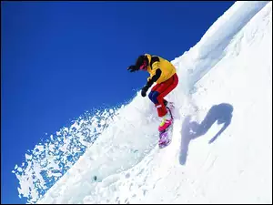 Snowbording, śnieg, deska, snowboardzista