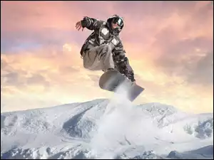 Snowboardzista, Snowboarding, Zima, Góry