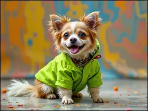 Język, Grafika, Pies, Chihuahua, Kurtka