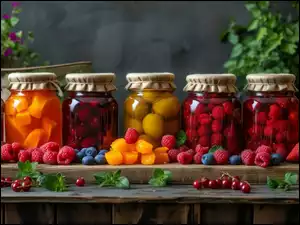 Owoce, Grafika, Kompoty, Słoiki, Przetwory