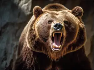 Paszcza, Kły, Grizzly, Niedźwiedź, Otwarta