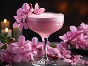 Kwiaty, Kieliszek, Różowe, Różowy koktajl, Drink