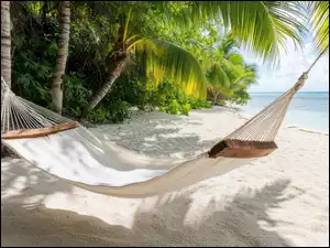 Morze, Hamak, Plaża, Tropiki