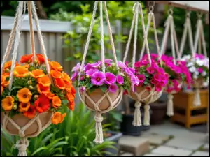 Kwiaty, Grafika, Kolorowe, Wiszące, Patio