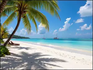 Morze, Grafika AI, Palmy, Plaża, Tropiki