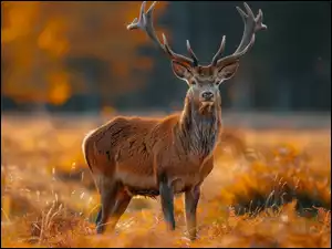 Sucha, Grafika AI, Rogi, Jeleń, Trawa