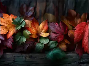 Grafika AI, Jesienne, Kolorowe, Liście