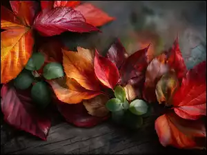 Grafika AI, Kolorowe, Różne, Liście